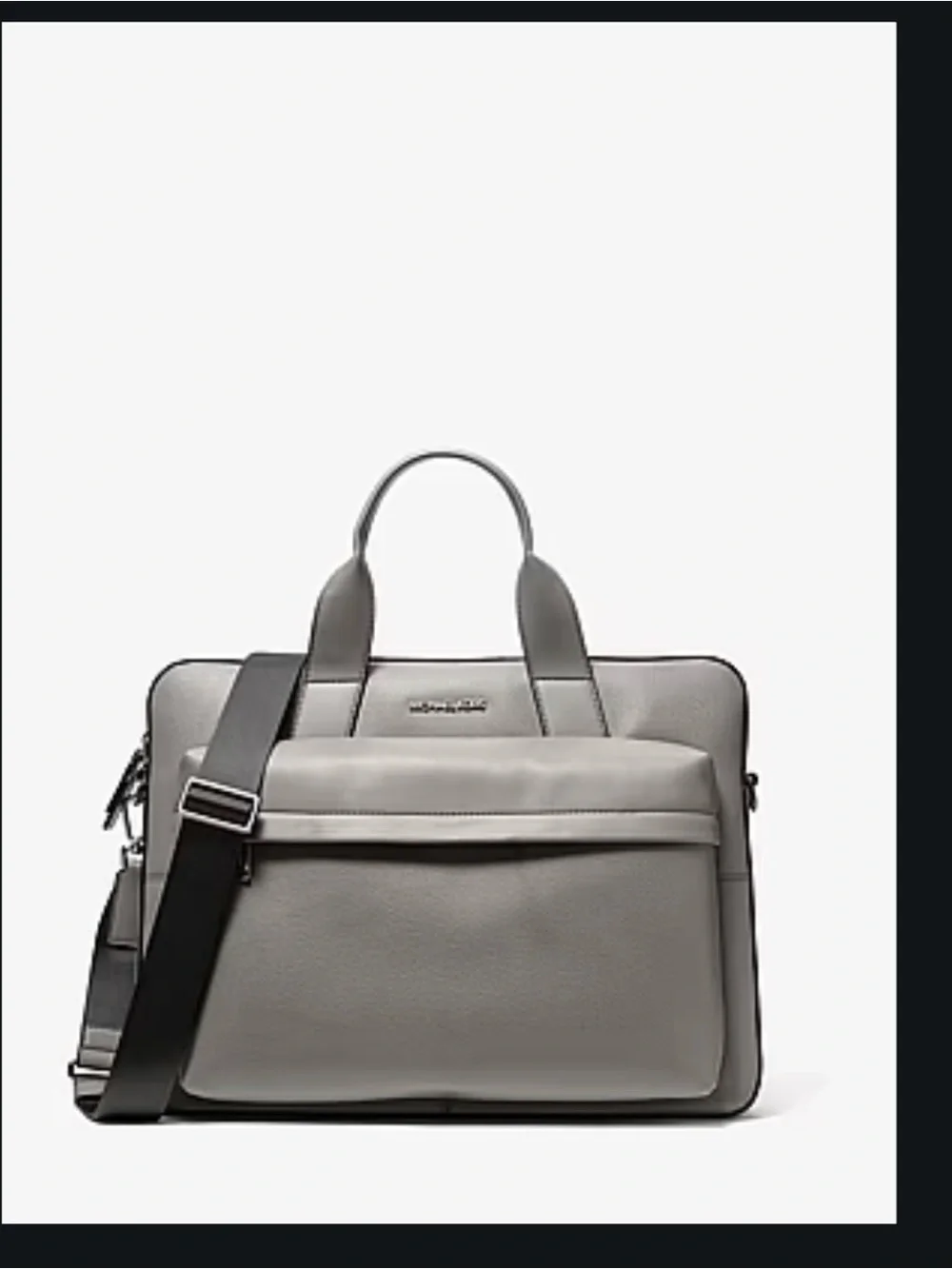 Michael Kors Gray Leather Briefcase with Black Adjustable Strap